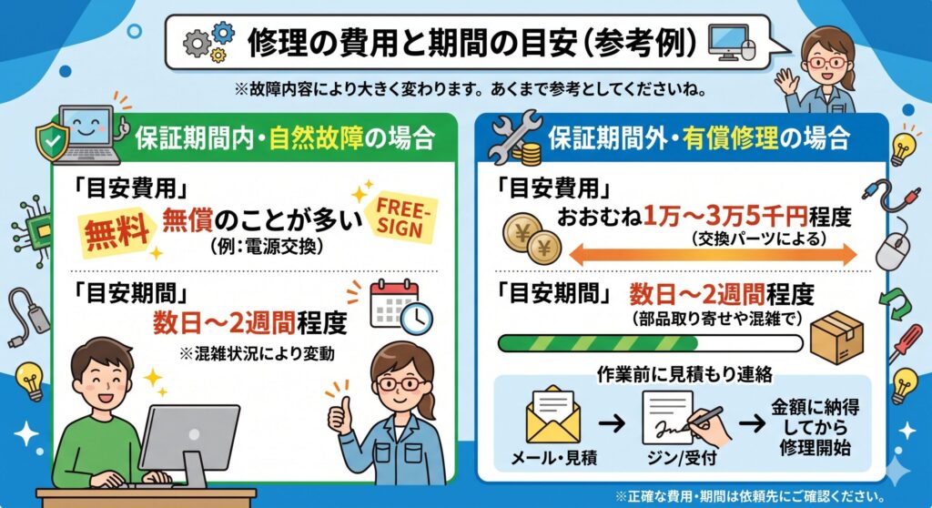 修理の費用と期間の目安