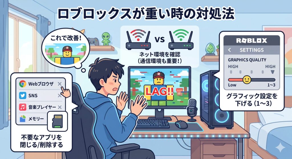 ロブロックスが重い時の対処法