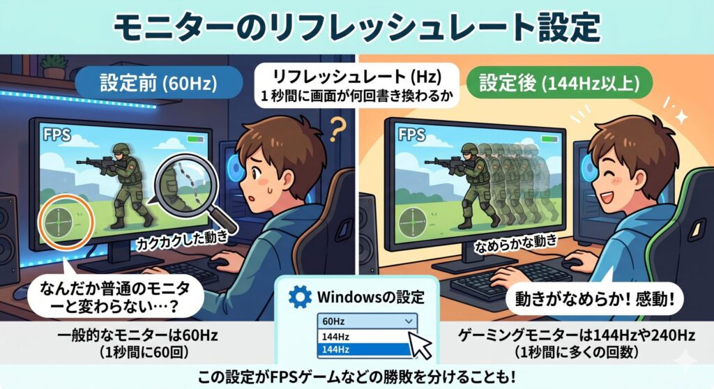 モニターのリフレッシュレート設定