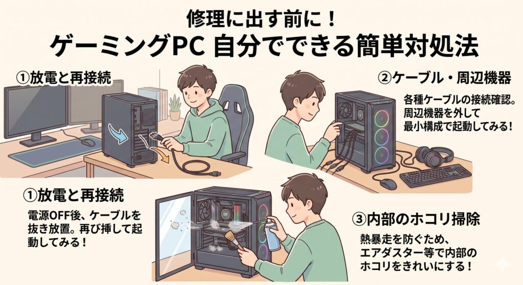 修理前に自分で試せる対処法