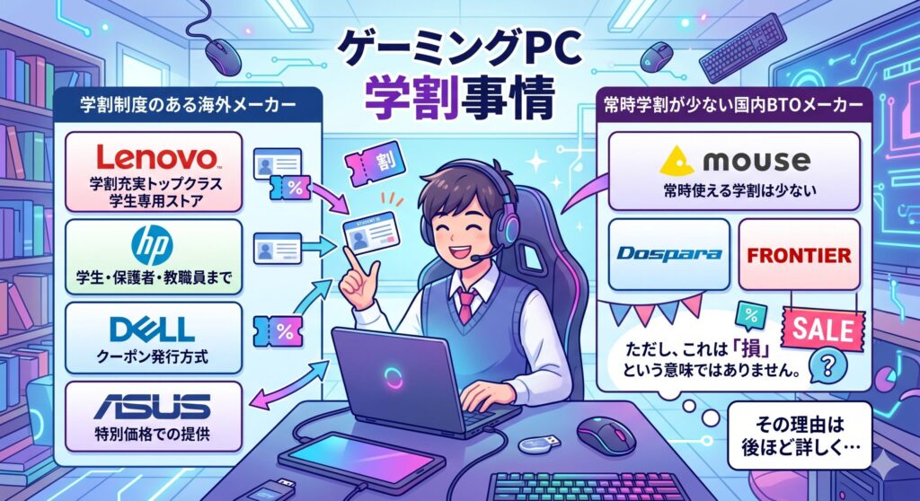 学割が使えるメーカーと使えないメーカー