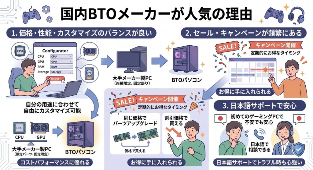 国内BTOメーカーが人気の理由