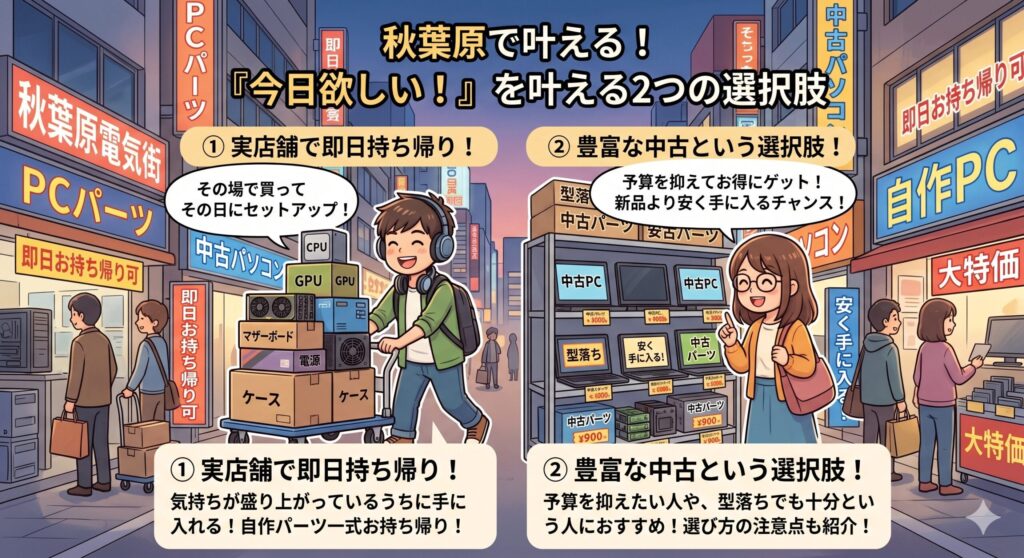 即日持ち帰りと中古という選択肢