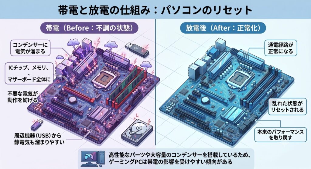 放電が必要になる仕組みと帯電