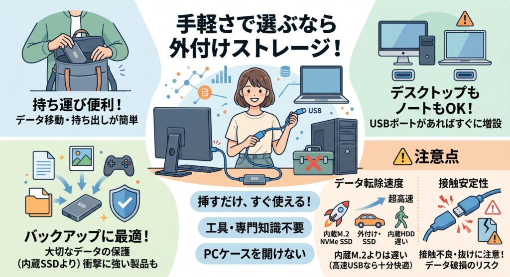 手軽さで選ぶなら外付けストレージ