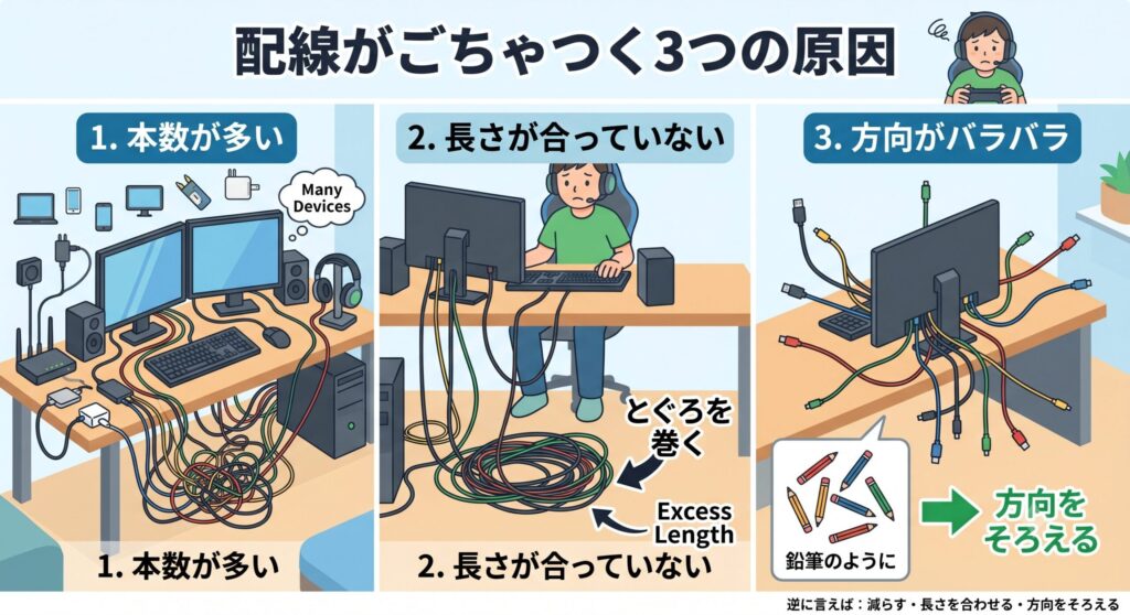配線がごちゃつく3つの原因