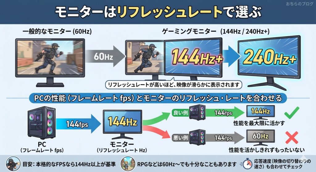 モニターはリフレッシュレートで選ぶ