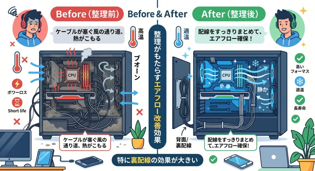 整理がもたらすエアフロー改善効果