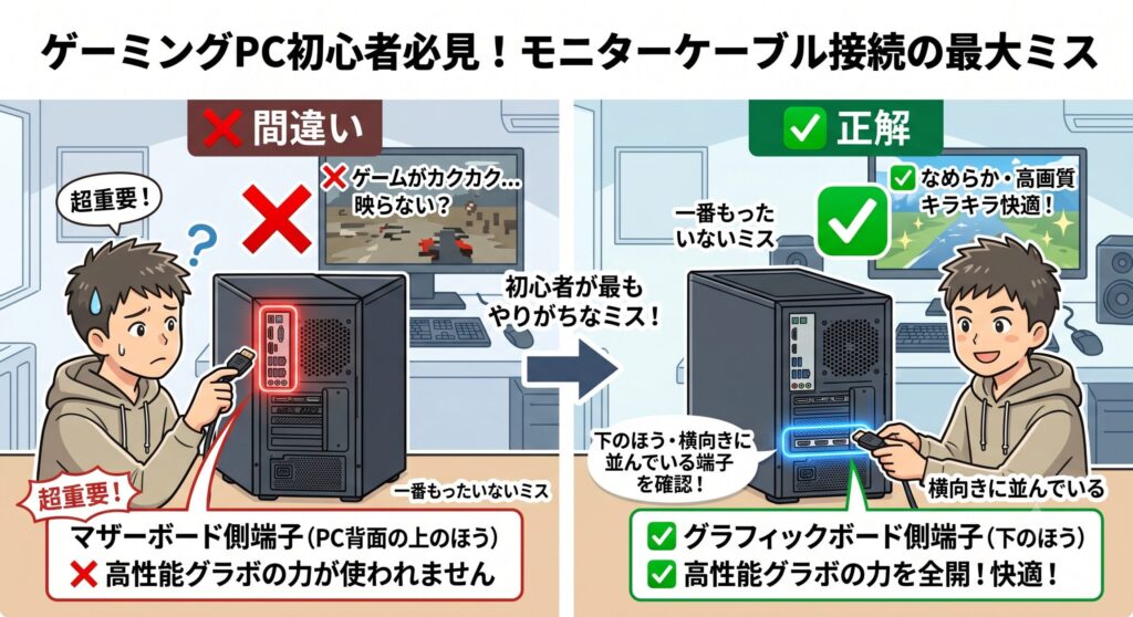 モニターはグラボ側端子に接続
