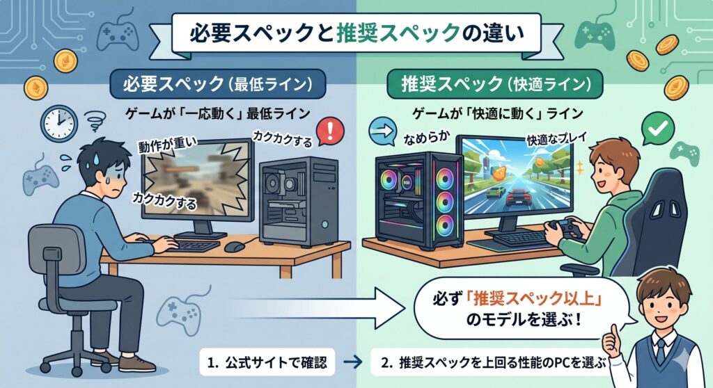 必要スペックと推奨スペックの違い