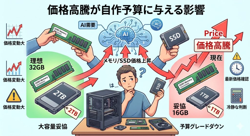 価格高騰が自作予算に与える影響
