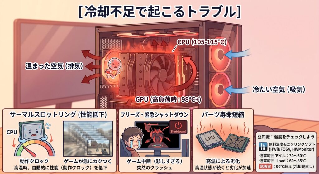 冷却不足で起こるトラブル