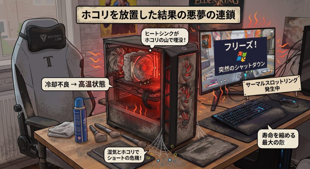 ホコリを放置すると起こる故障