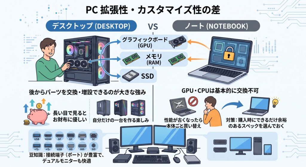 拡張性やカスタマイズ性の差