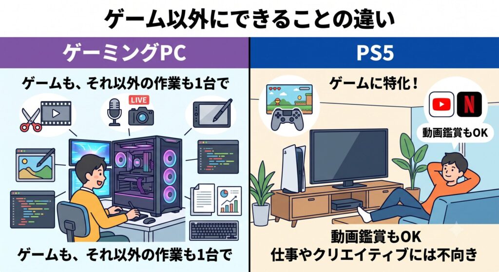 ゲーム以外にできることの違い