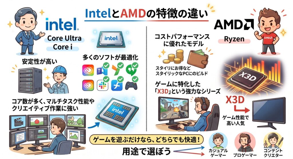 IntelとAMDの特徴の違い