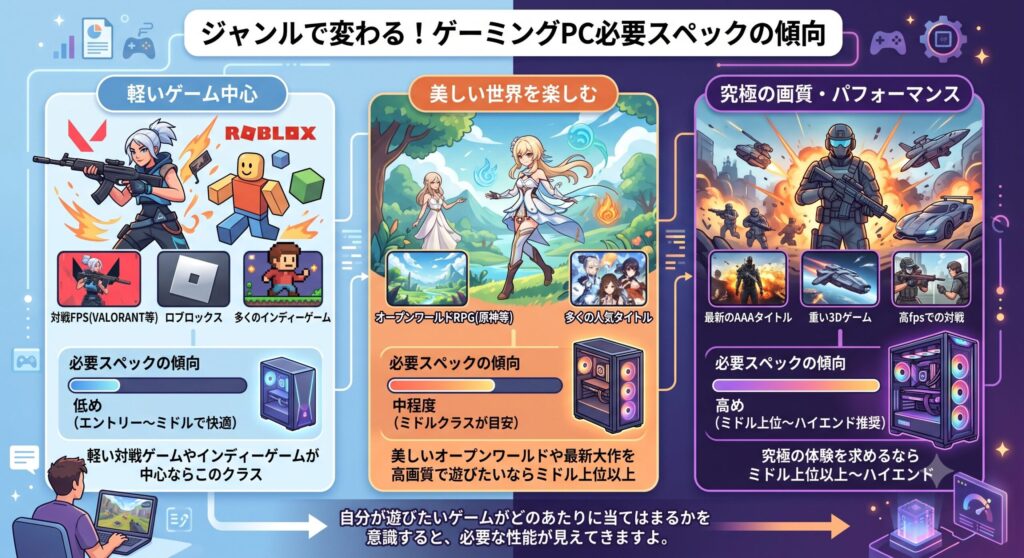 ジャンルで変わる必要スペック