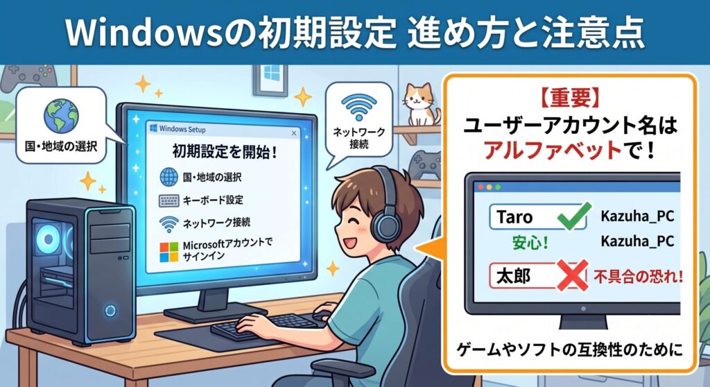 Windowsの初期設定を進める