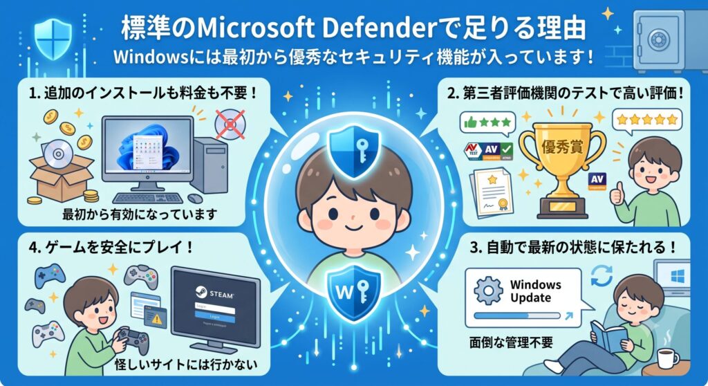 標準のMicrosoft Defenderで足りる理由