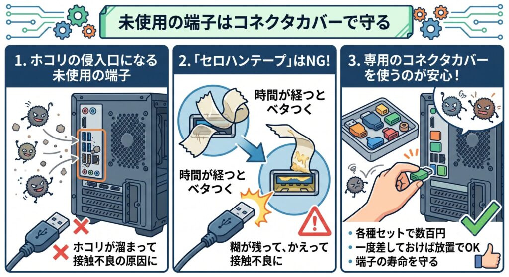 使わない端子はカバーで守る