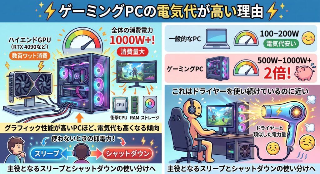 ゲーミングPCの電気代が高い理由