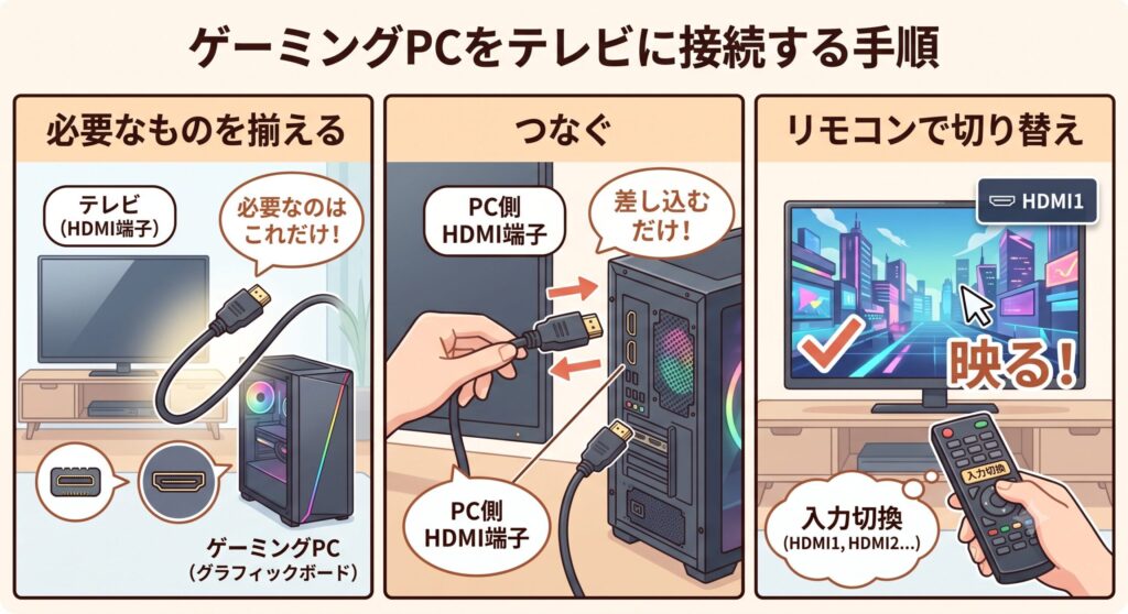 テレビ接続に必要なものと手順