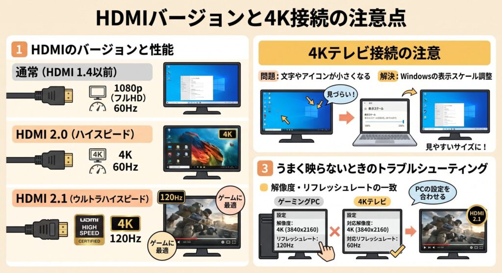 HDMIのバージョンと4Kの注意点