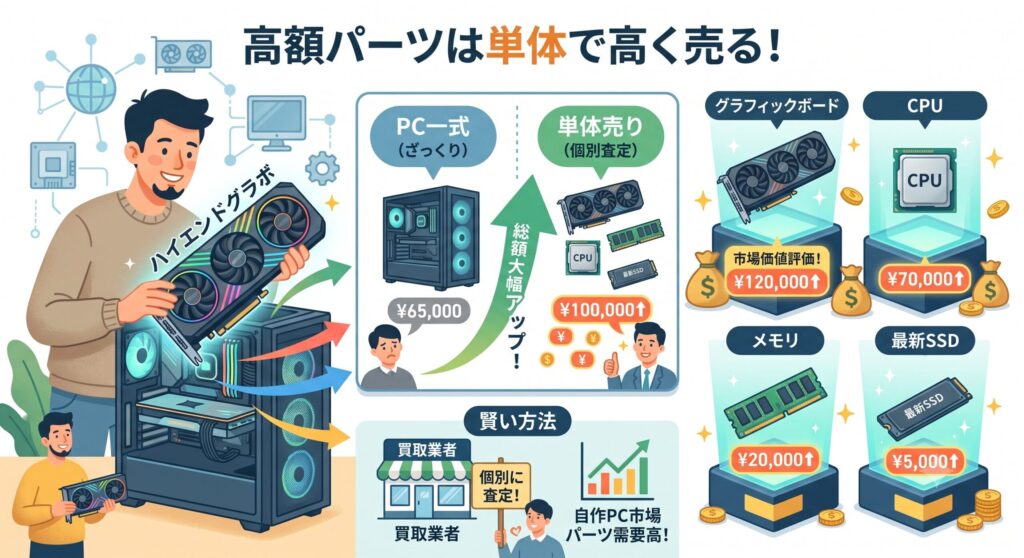 グラボなど高額パーツは単体で