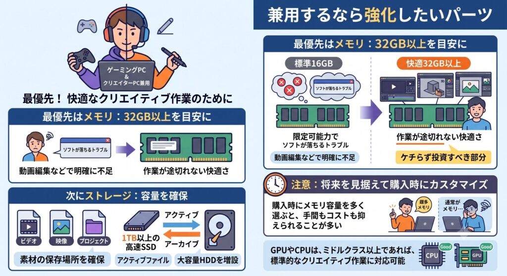 兼用するなら強化したいパーツ