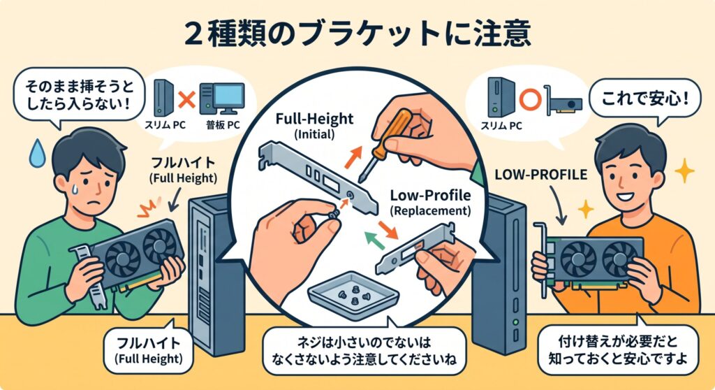 2種類のブラケットに注意