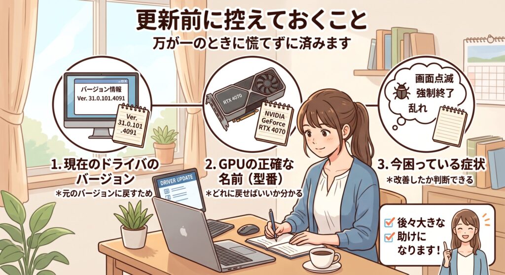 更新前に控えておくこと