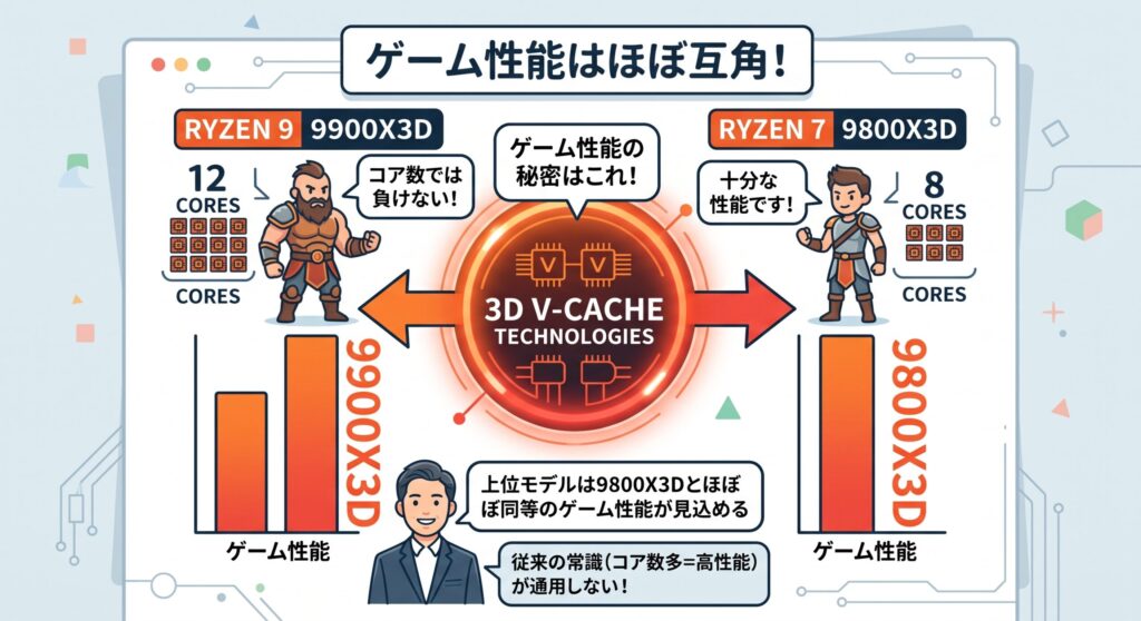 ゲーム性能はほぼ互角