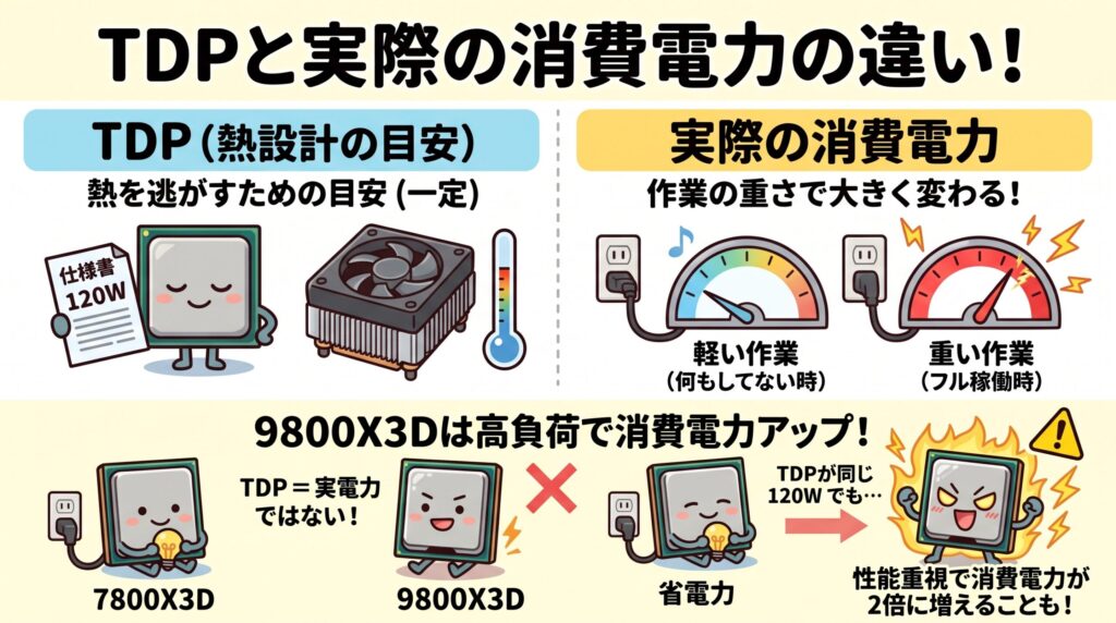 TDPと実際の消費電力の違い